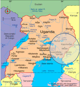 Faith Radio Uganda broadcast area map